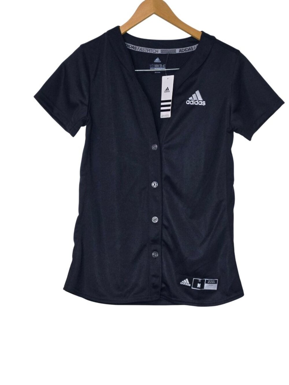 Womens Adidas Fastpitch Softball Jersey Black Button-Up Size M 12-14